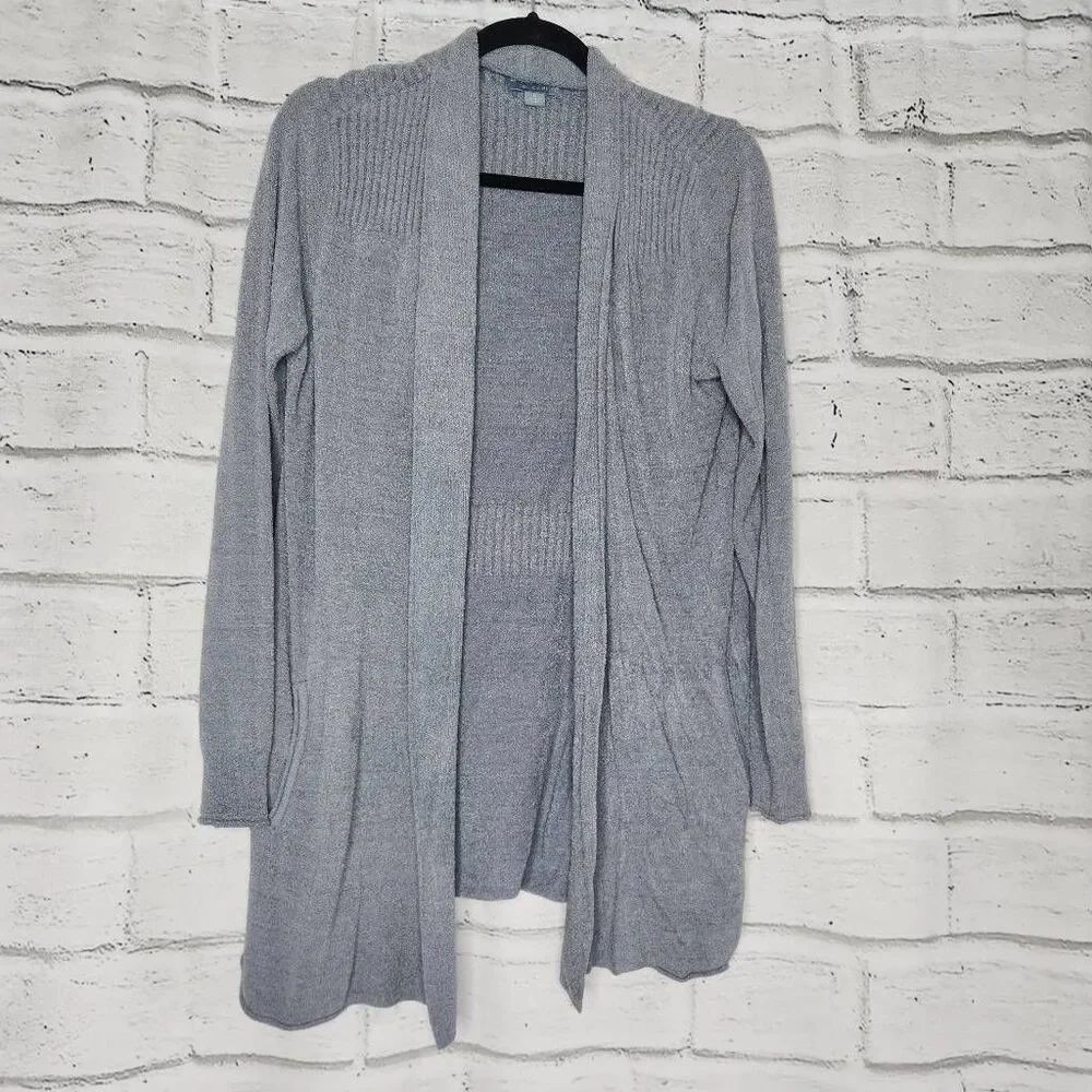 Barefoot Dreams Cozy Chic Ultra Lite Womens Knit Taupe Open-Front Sweater Medium